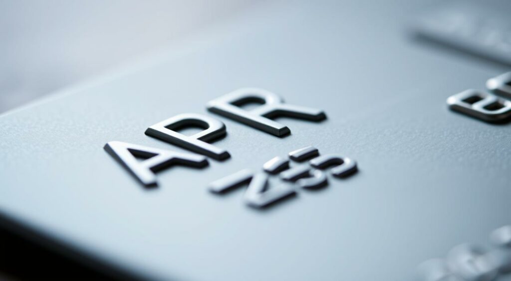 A close-up view of a credit card, its surface gleaming under soft, directional lighting. The card's APR rate prominently displayed, the numbers crisp and legible against the card's subdued color scheme. The card is set against a subtly blurred background, drawing the viewer's attention to the APR detail. The lighting creates a sense of depth and dimensionality, highlighting the tactile quality of the card. The overall mood is one of focus and clarity, underscoring the importance of understanding APR when borrowing money.