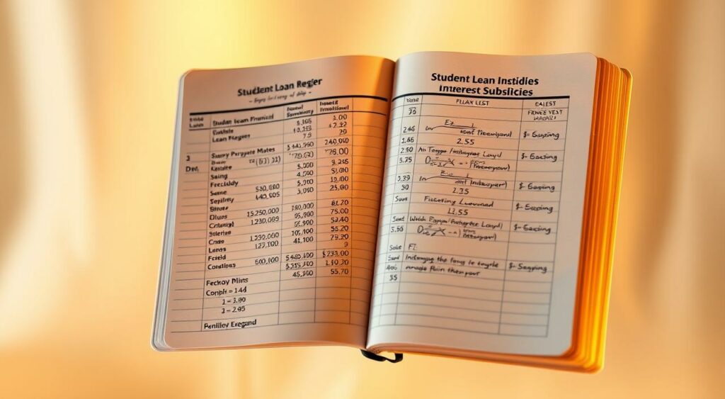 A financial ledger floating against a soft, ethereal background, illuminated by a warm, golden light. The ledger pages feature intricate calculations and formulas related to student loan interest subsidies, conveying the complex financial implications of income-driven repayment plans. The scene is infused with a sense of contemplation and deliberation, as if the viewer is considering the nuances of this crucial aspect of student loan management. A financial ledger floating against a soft, ethereal background, illuminated by a warm, golden light. The ledger pages feature intricate calculations and formulas related to student loan interest subsidies, conveying the complex financial implications of income-driven repayment plans. The scene is infused with a sense of contemplation and deliberation, as if the viewer is considering the nuances of this crucial aspect of student loan management.