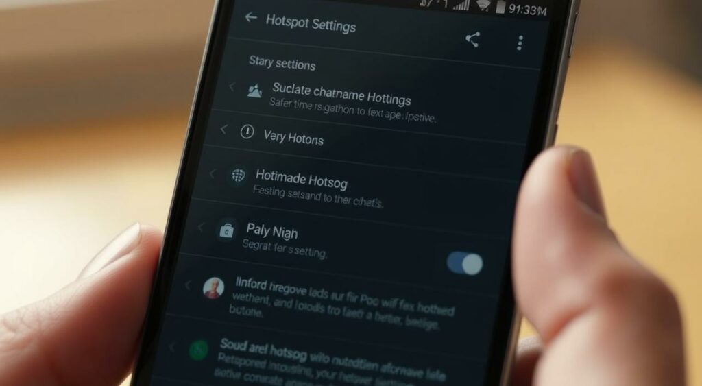 Create an image of an Android device screen displaying the hotspot settings. Create an image of an Android device screen displaying the hotspot settings.