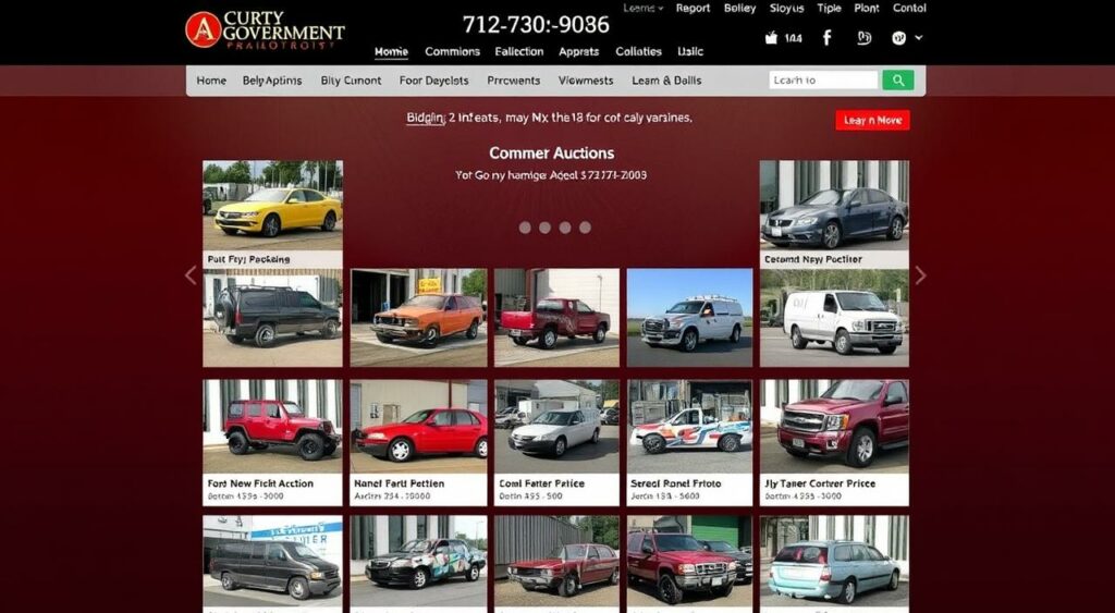 Image of a government auction site with various assets